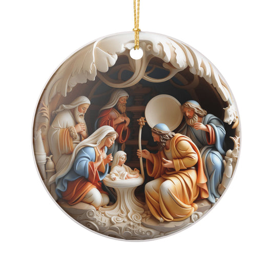 Nativity Scene Ceramic Ornament  Item #23462