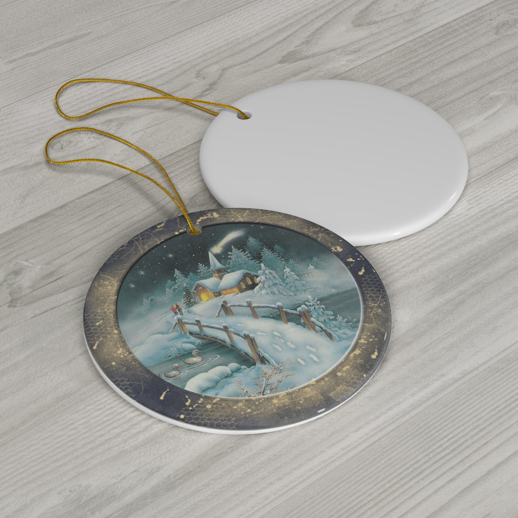 Winter Scene Ceramic Disc Ornament          Item #6081963