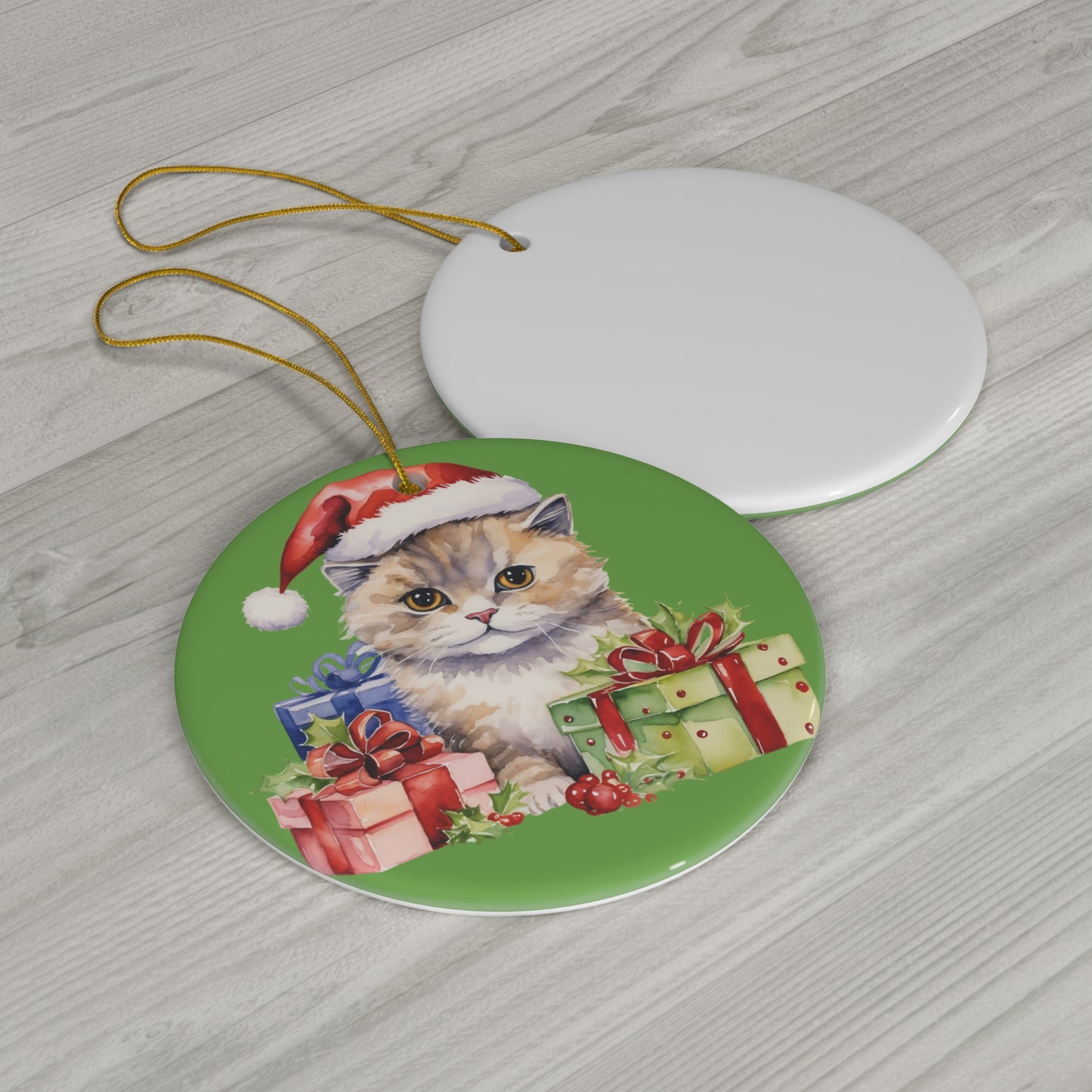 Ceramic Ornament - Christmas Cat      Item #7870459