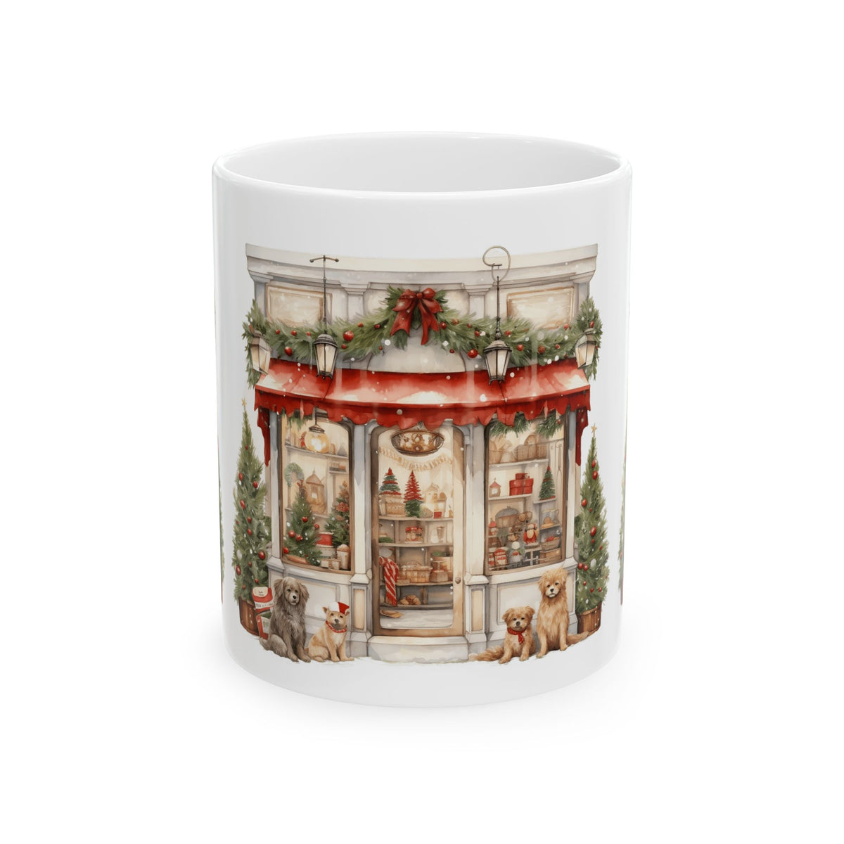 Christmas Cottage Shop Ceramic Mug — Festive Holiday Coffee Cup 11oz  Item #606544