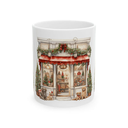 Christmas Cottage Shop Ceramic Mug — Festive Holiday Coffee Cup 11oz  Item #606544