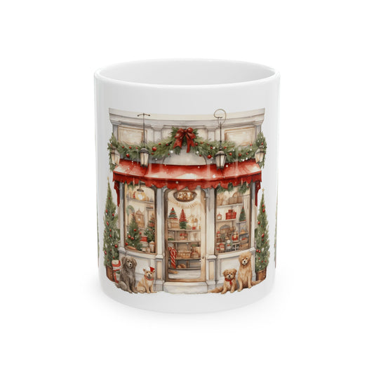 Christmas Cottage Shop Ceramic Mug — Festive Holiday Coffee Cup 11oz  Item #606544