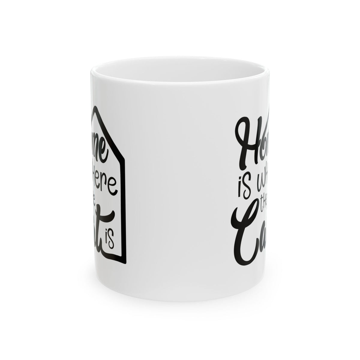 Ceramic Mug — "Home Is Where the Cat Is" Cozy Cat Lover Coffee Mug 11oz    Item #204832
