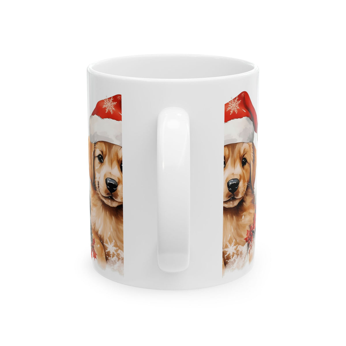 Christmas Puppy Mug — Cute Golden Retriever in Santa Hat 11oz  Item #277307