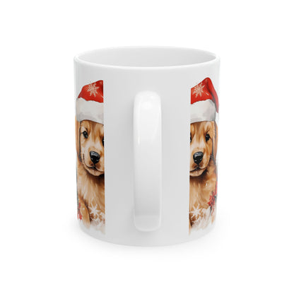 Christmas Puppy Mug — Cute Golden Retriever in Santa Hat 11oz  Item #277307