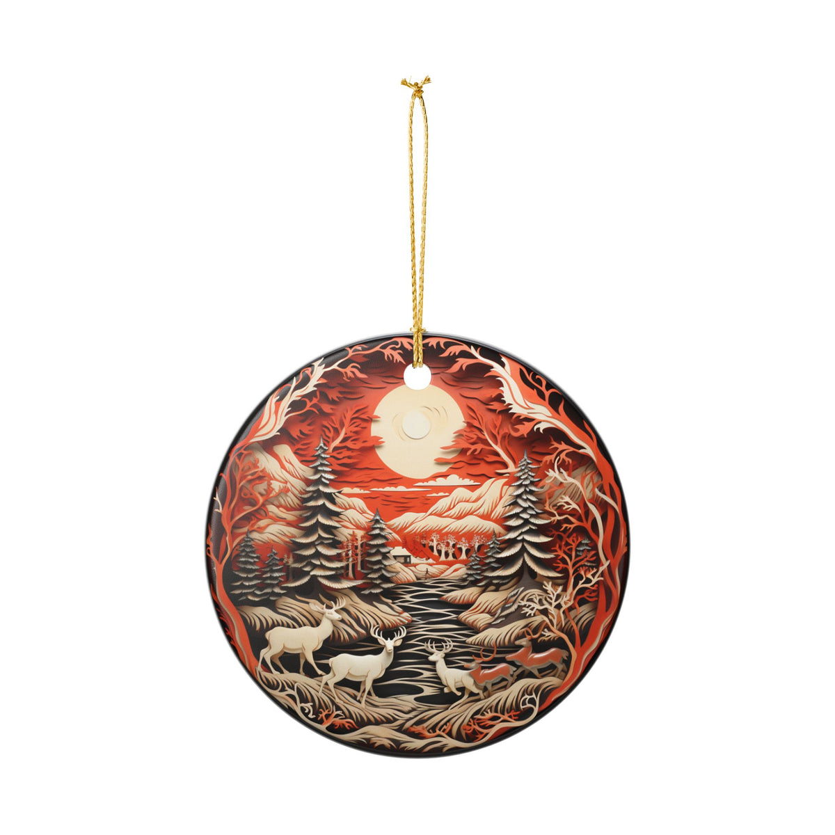 Ceramic Woodland Wildlife Christmas Ornament   Item #763638