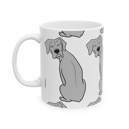 Grey Lab Dog Pattern Ceramic Mug — Cute Labrador Coffee Cup 11oz   Item #542949