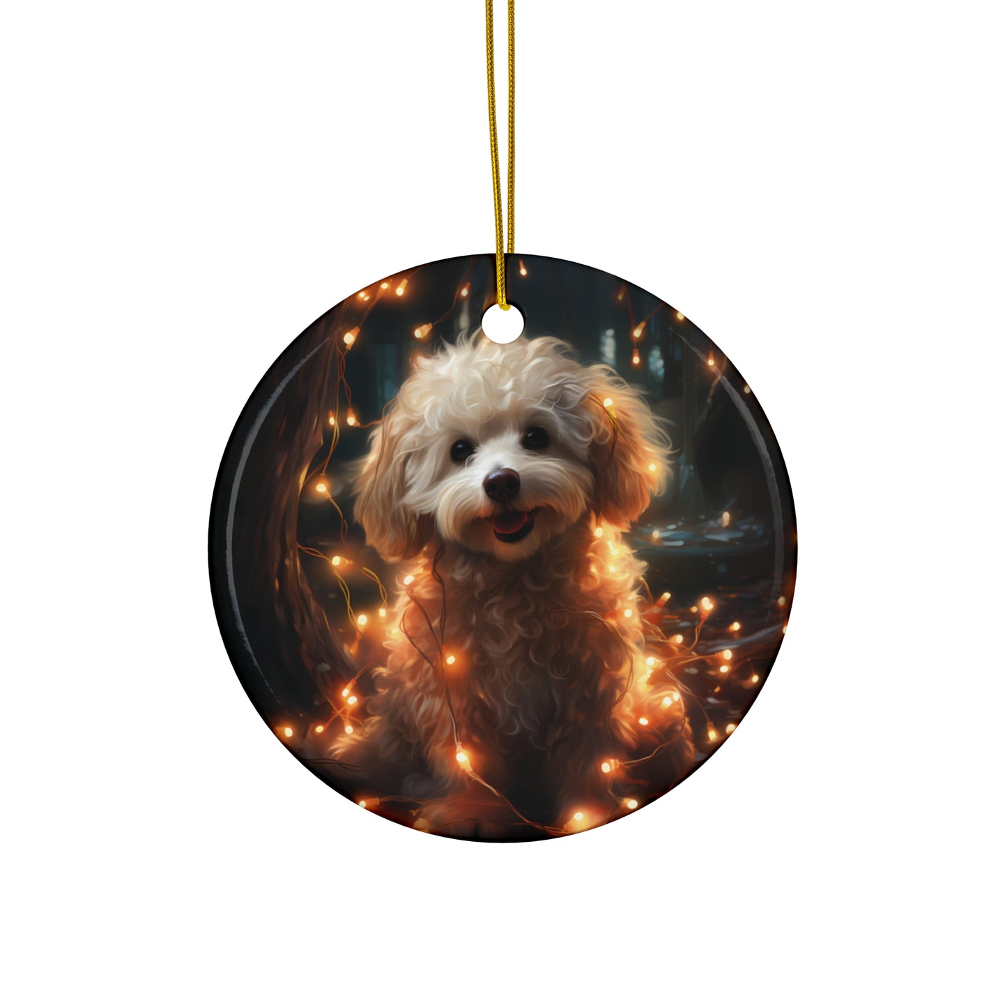 Ceramic Ornament - Xmas Dog With Lights       Item #8112236