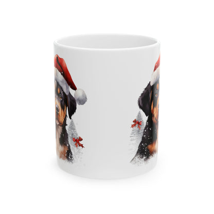 Christmas Dog In Santa Hat Ceramic Mug 11oz  Item #945665