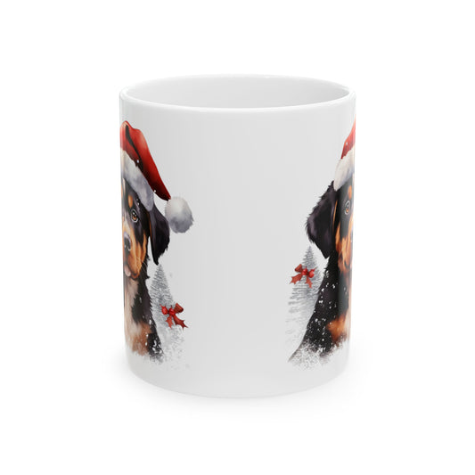 Christmas Dog In Santa Hat Ceramic Mug 11oz  Item #945665