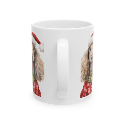 Christmas Poodle Mug — Festive Dog in Santa Hat Holiday Coffee Cup 11oz   Item #850611