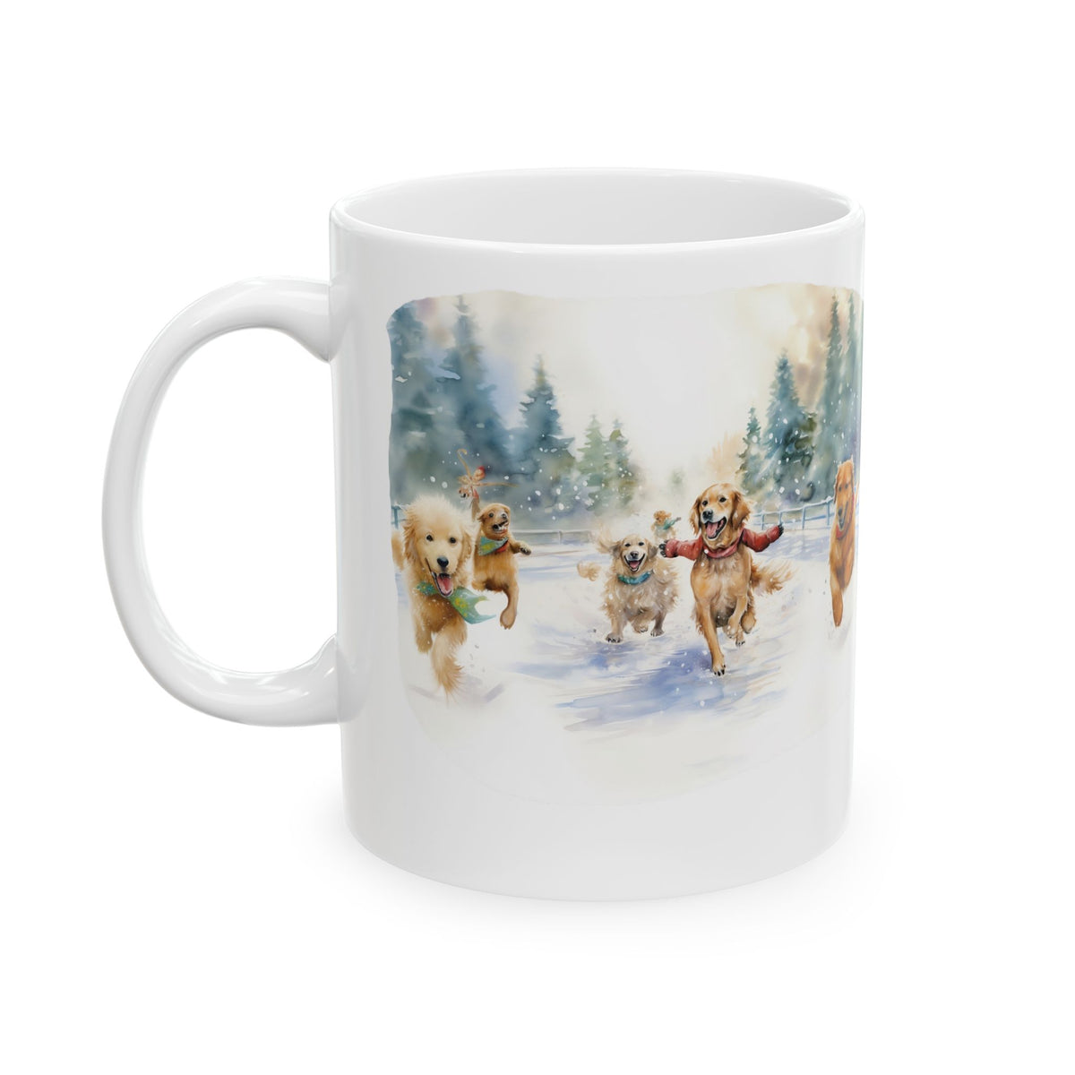 Ceramic Mug with Playful Dogs in a Winter Wonderland 11oz  Item #783667
