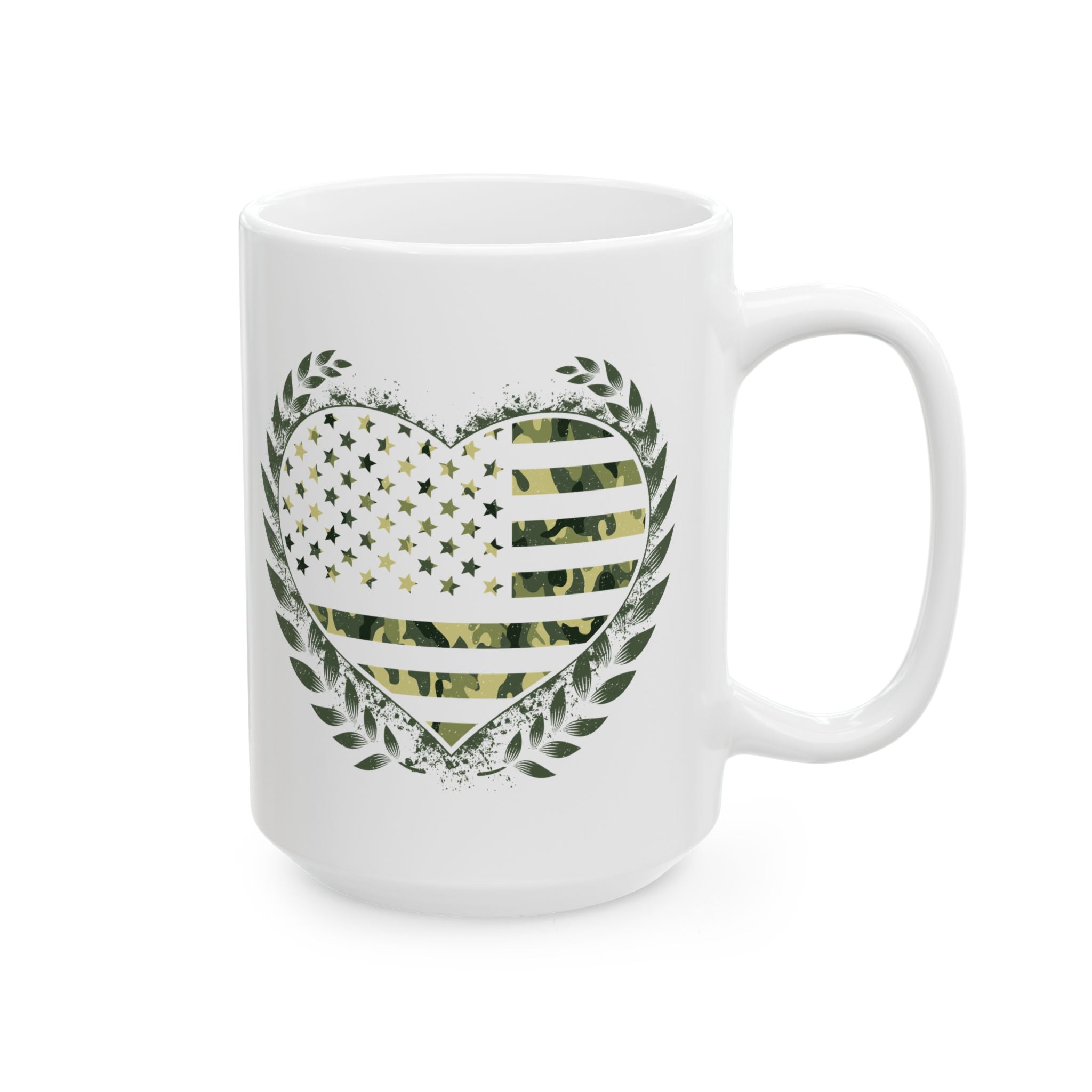 Flag Laurel Olive Green American Flag Wreath Ceramic Mug 15oz   Item #213803