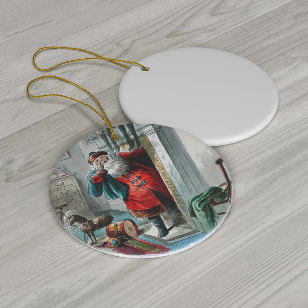 Santa Ceramic Disc Ornament             Item #935461 - Buckshot's Bargain Barn