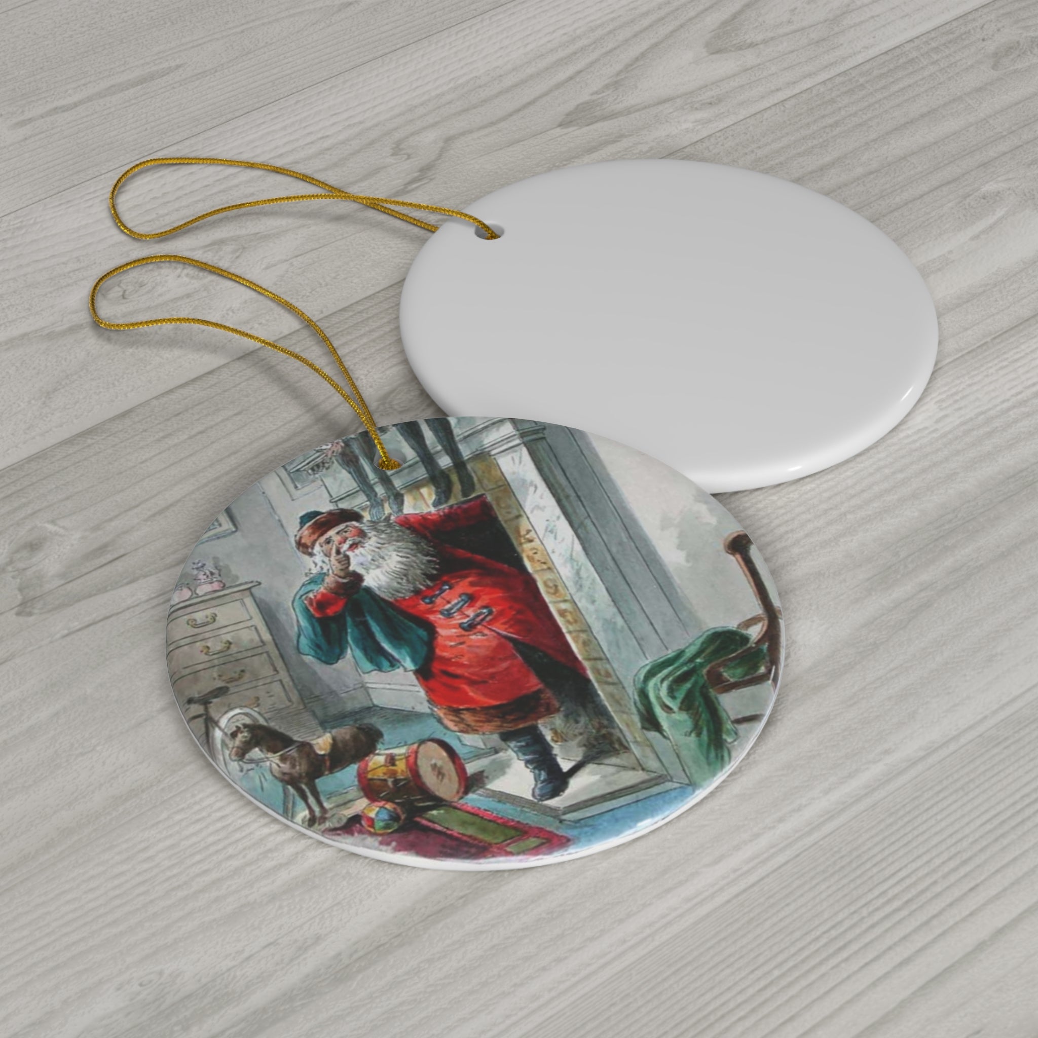 Santa Ceramic Disc Ornament             Item #935461 - Buckshot's Bargain Barn