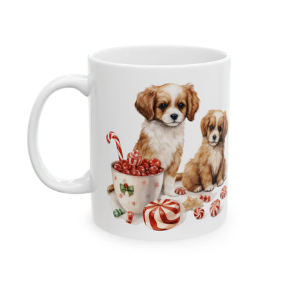 Cute Christmas Puppies with Candy Christmas Mug 11oz   Item #672704