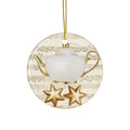 Christmas Tea Pot Ceramic Disc Ornament           Item #227314 - Buckshot's Bargain Barn