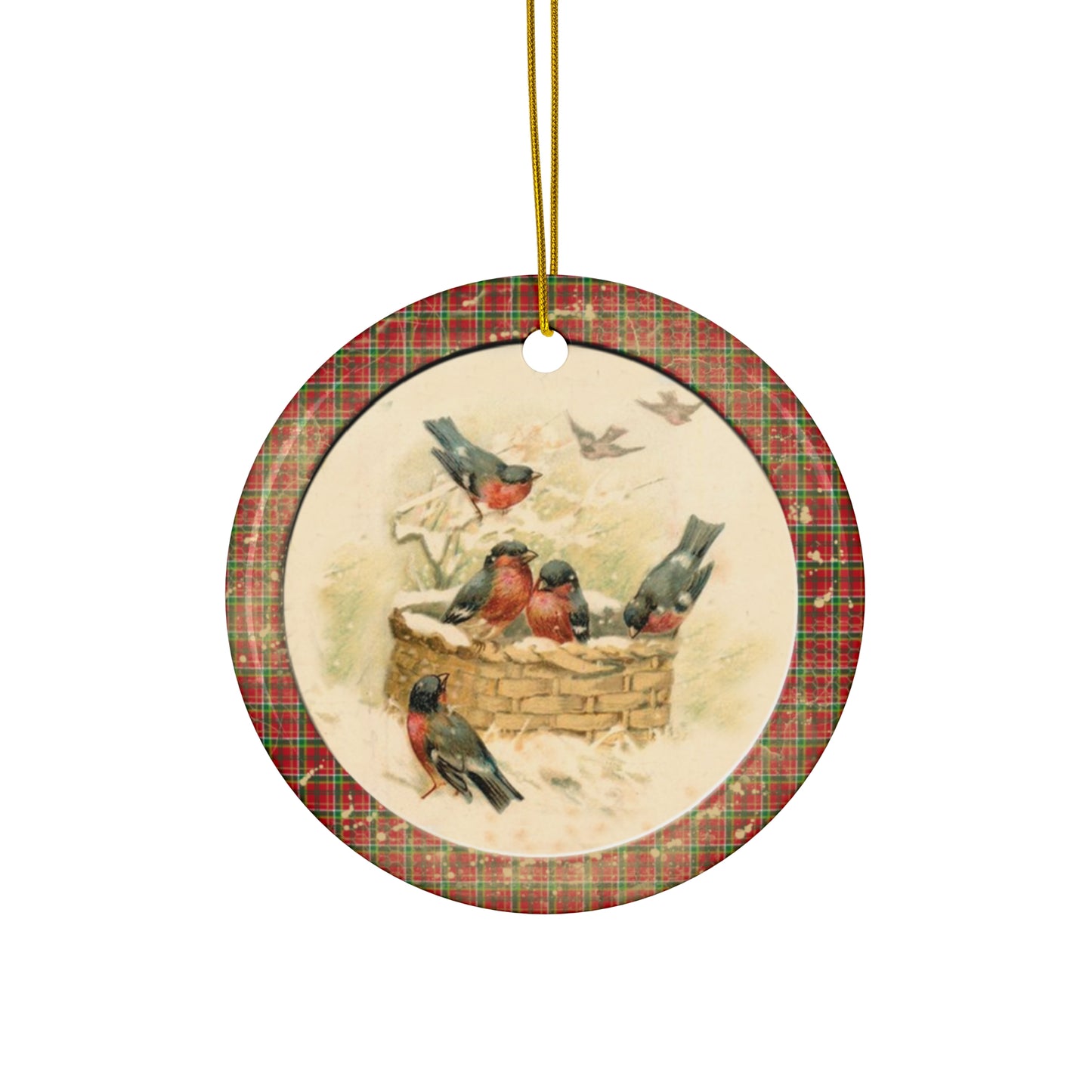 Christmas Birds Ceramic Disc Ornament       Item #6437826