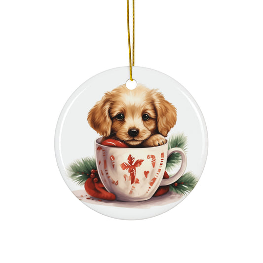 Christmas Dog Ceramic Disc Ornament            Item #2972782