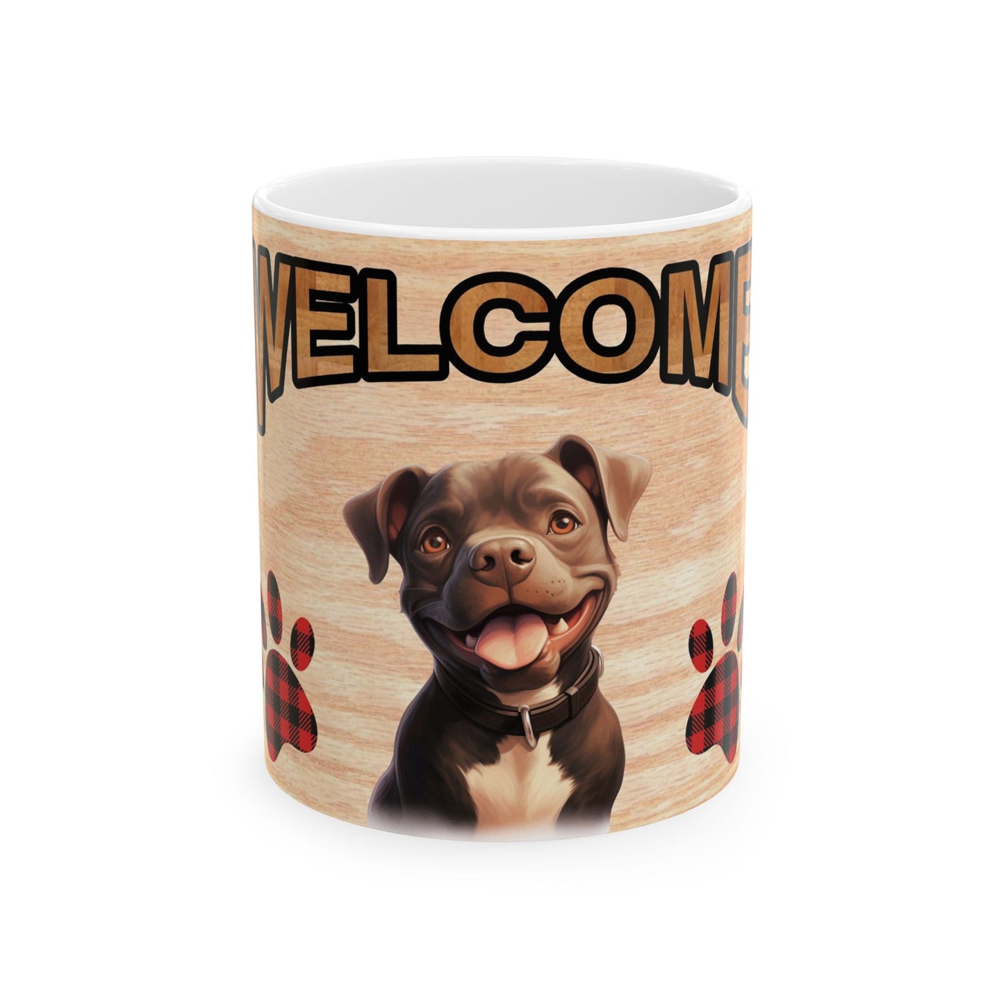 Welcome Puppy Ceramic Mug — Cute Dog Paw Print Coffee Cup 11oz   Item #472951