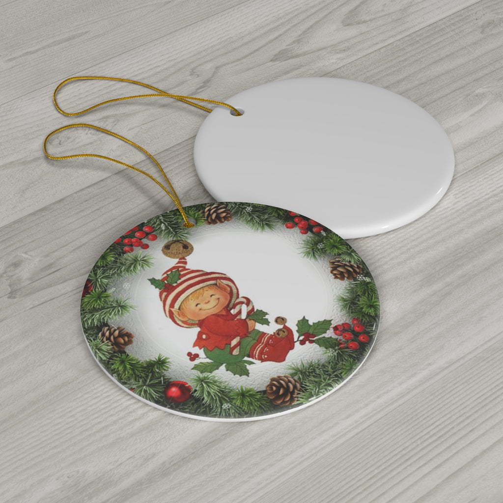 Xmas Kid Ceramic Disc Ornament         Item #5963016 - Buckshot's Bargain Barn