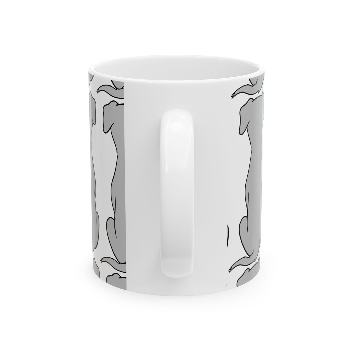 Grey Dog Pattern Ceramic Mug — Cute Dog Silhouette Coffee Cup  11oz   Item #702023
