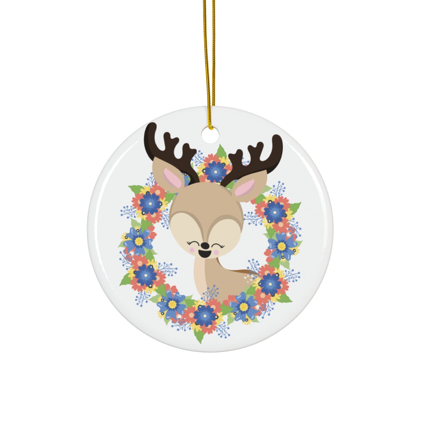 Floral Deer Ceramic Ornament     Item #3761796