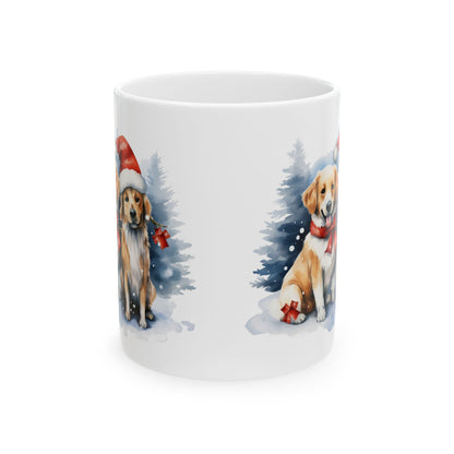 Christmas Dogs With Santa Hat Ceramic Mug 11oz  Item #661943