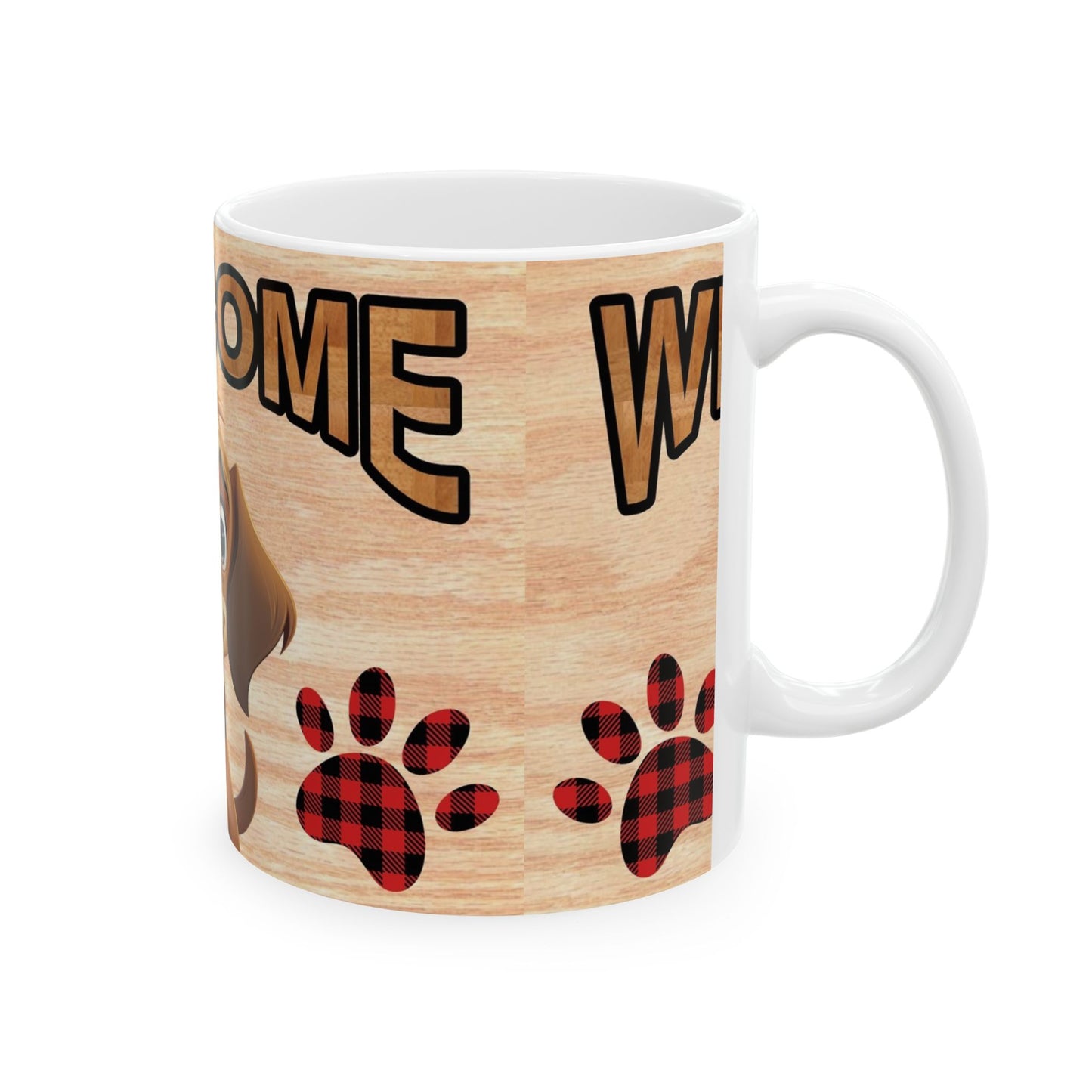 Welcome Puppy Ceramic Mug — Cute Dog Paw Print Coffee Cup 11oz   Item #392945