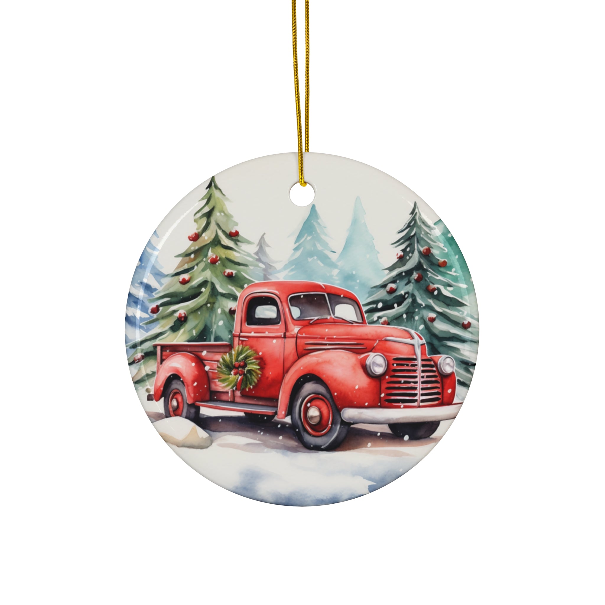Ceramic Ornament - Red Truck     Item #1553953 - Buckshot's Bargain Barn