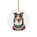 Dog With Christmas Sweater Ceramic Disc Ornament              Item #3053239