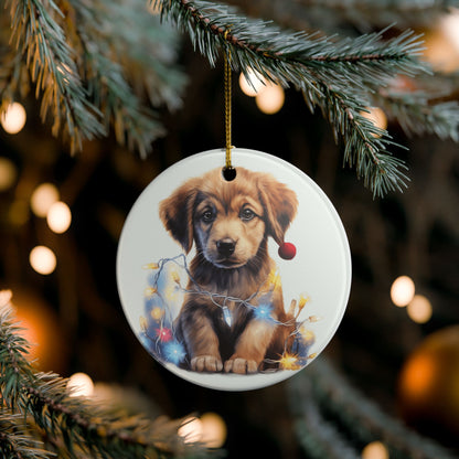 Ceramic Christmas Ornament – Adorable Puppy with Festive Lights   Item #559568