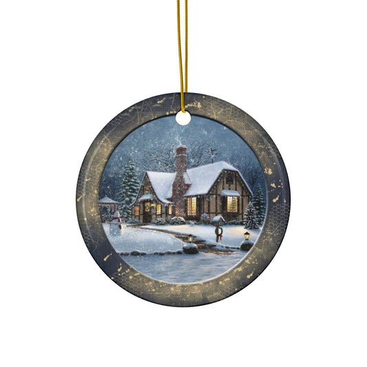 Winter Scene Ceramic Disc Ornament          Item #321678