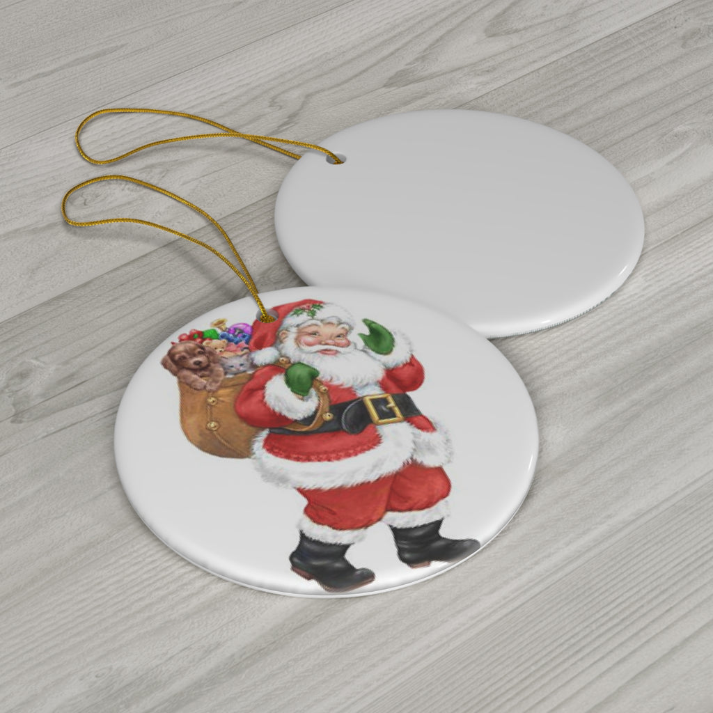 Santa Ceramic Disc Ornament             Item #2276376