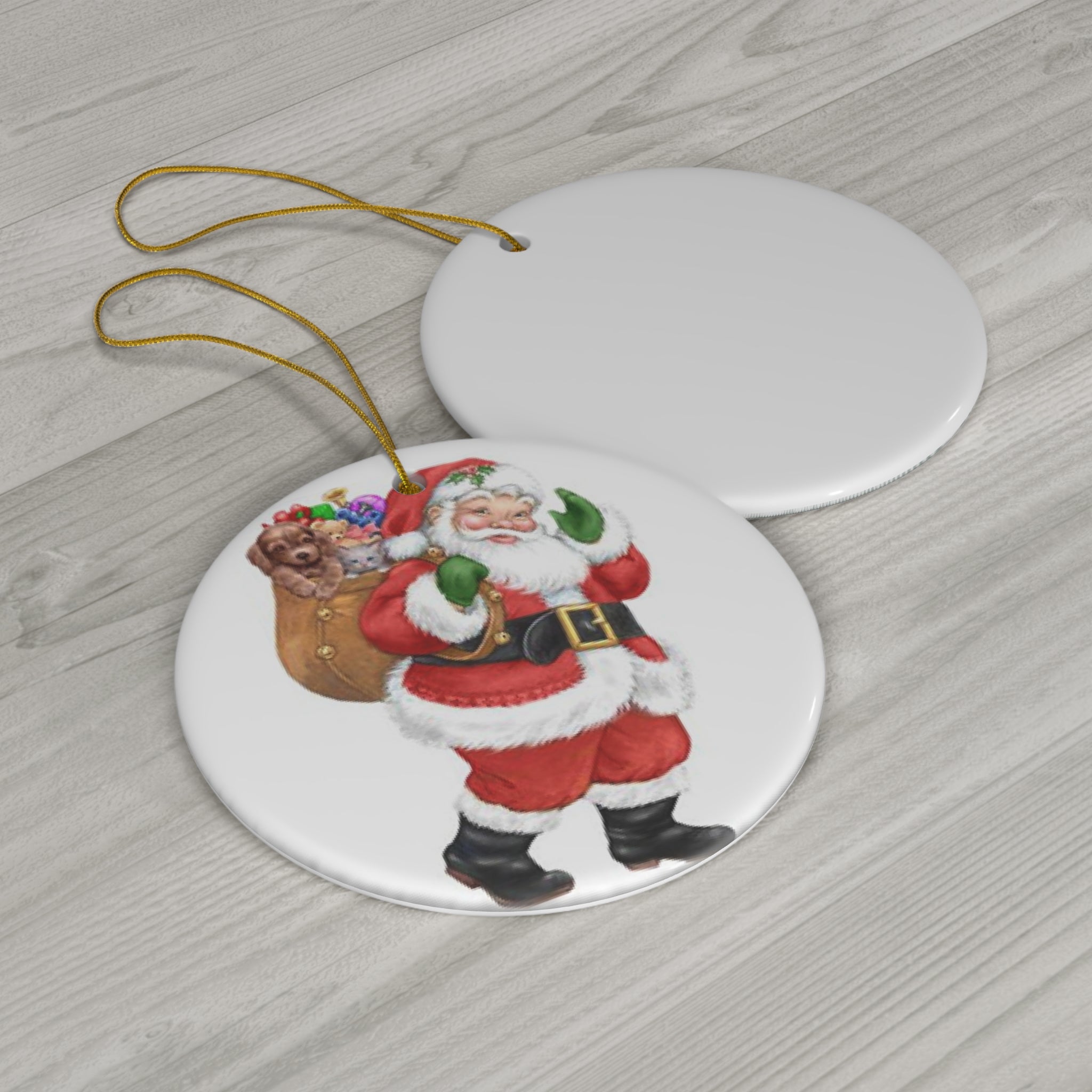 Santa Ceramic Disc Ornament             Item #2276376