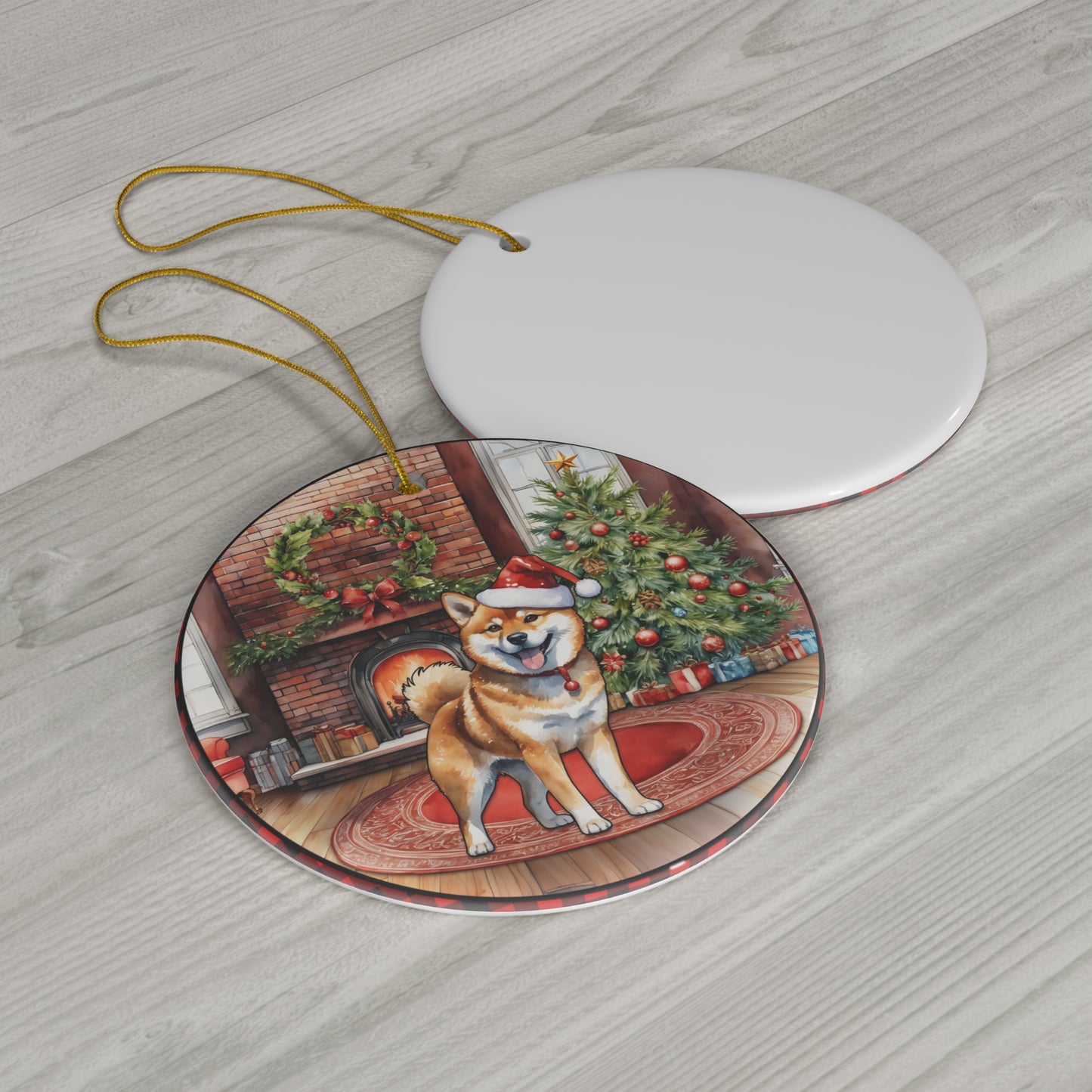 Ceramic Ornament - Shiba Inu Christmas Dog       Item #9713907