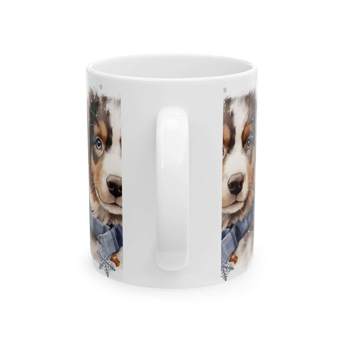 Australian Shepherd Puppy Mug — Winter Snowflake Dog Coffee Cup 11oz  Item #262044