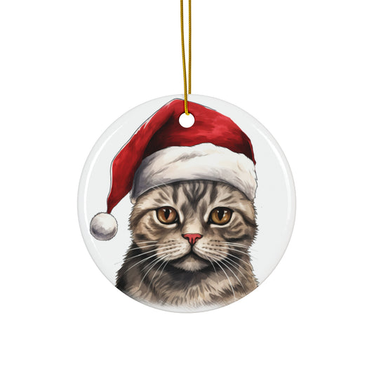 Brazilian Shorthair Cat With Santa Hat Ceramic Ornament      Item #8801515