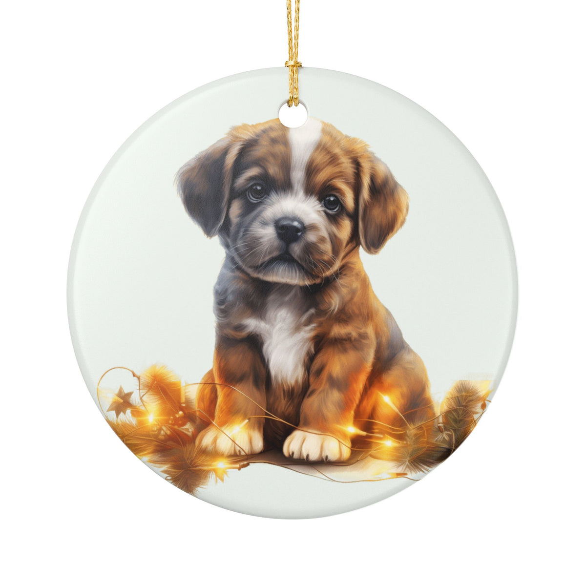 Ceramic Christmas Ornament – Adorable Puppy Dog Holiday Tree Decoration    Item #827461