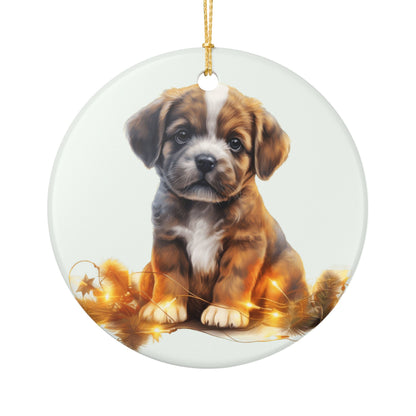 Ceramic Christmas Ornament – Adorable Puppy Dog Holiday Tree Decoration    Item #827461