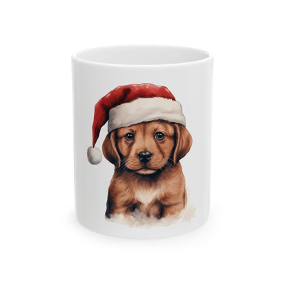 Christmas Puppy Mug — Cute Dog in Santa Hat Ceramic Coffee Cup 11oz  Item #68964