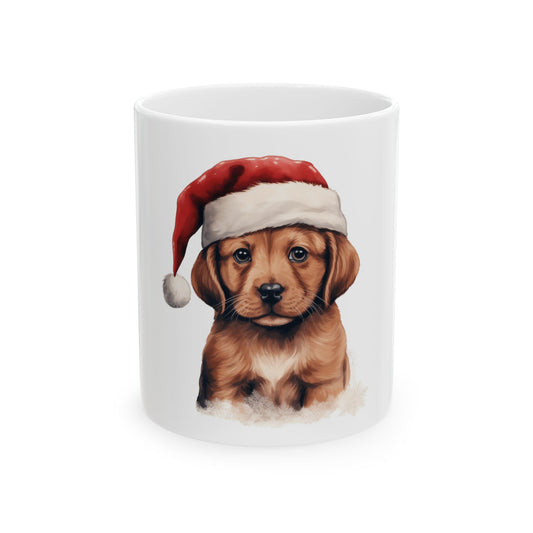 Christmas Puppy Mug — Cute Dog in Santa Hat Ceramic Coffee Cup 11oz  Item #68964
