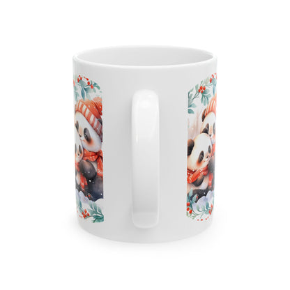 Panda Winter Mug — Cute Mom & Baby Pandas in Scarf Holiday Coffee Mug 11oz   Item #787709