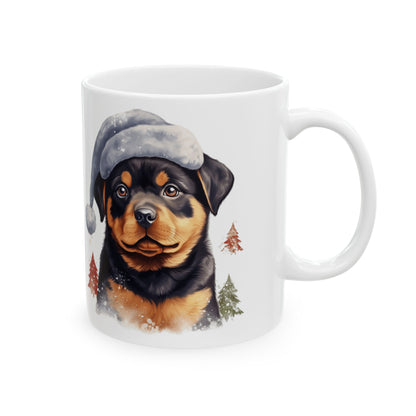 Christmas Rottweiler Dog With Hat Ceramic Mug 11oz  Item #242573
