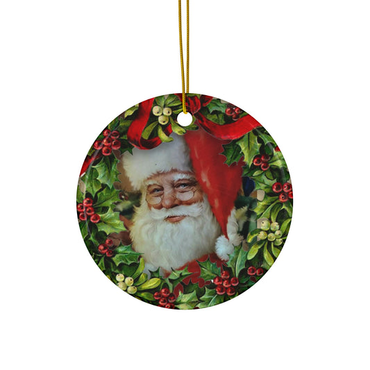 Santa Ceramic Disc Ornament      Item #5005026