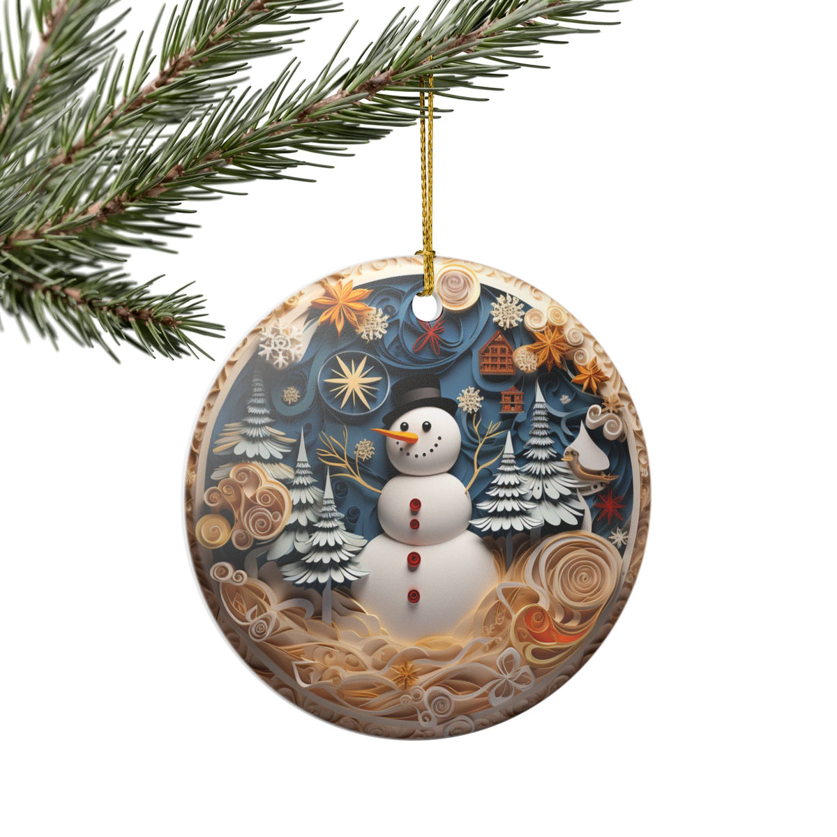 Winter Wonderland Snowman Ceramic Ornament   Item #370341