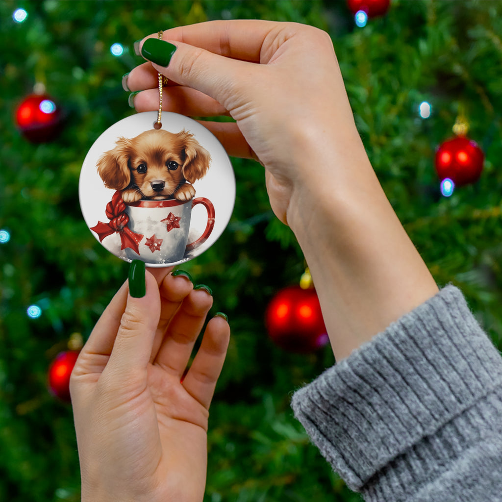 Christmas Dogs Ceramic Disc Ornament              Item #9150687