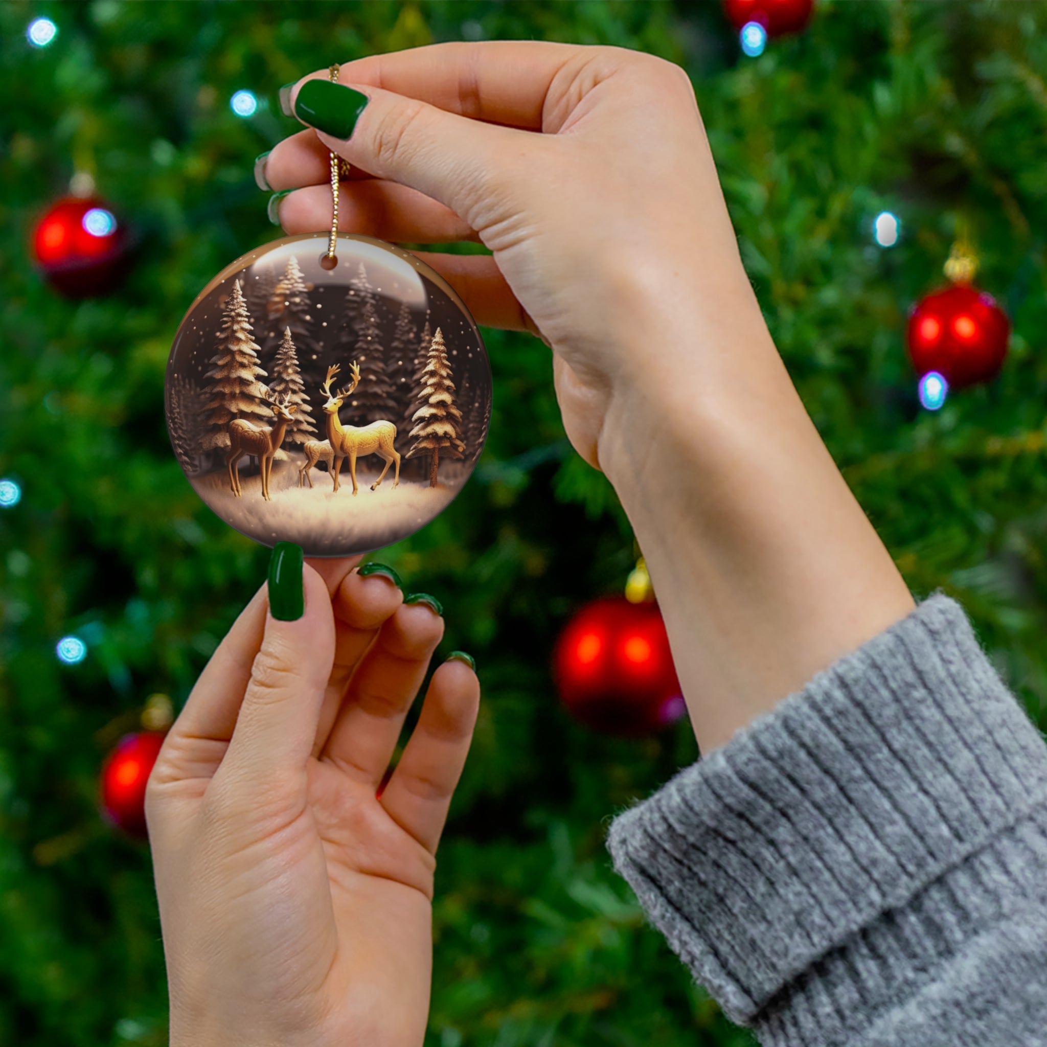 Globe Deer Ceramic Ornament          Item #4578589