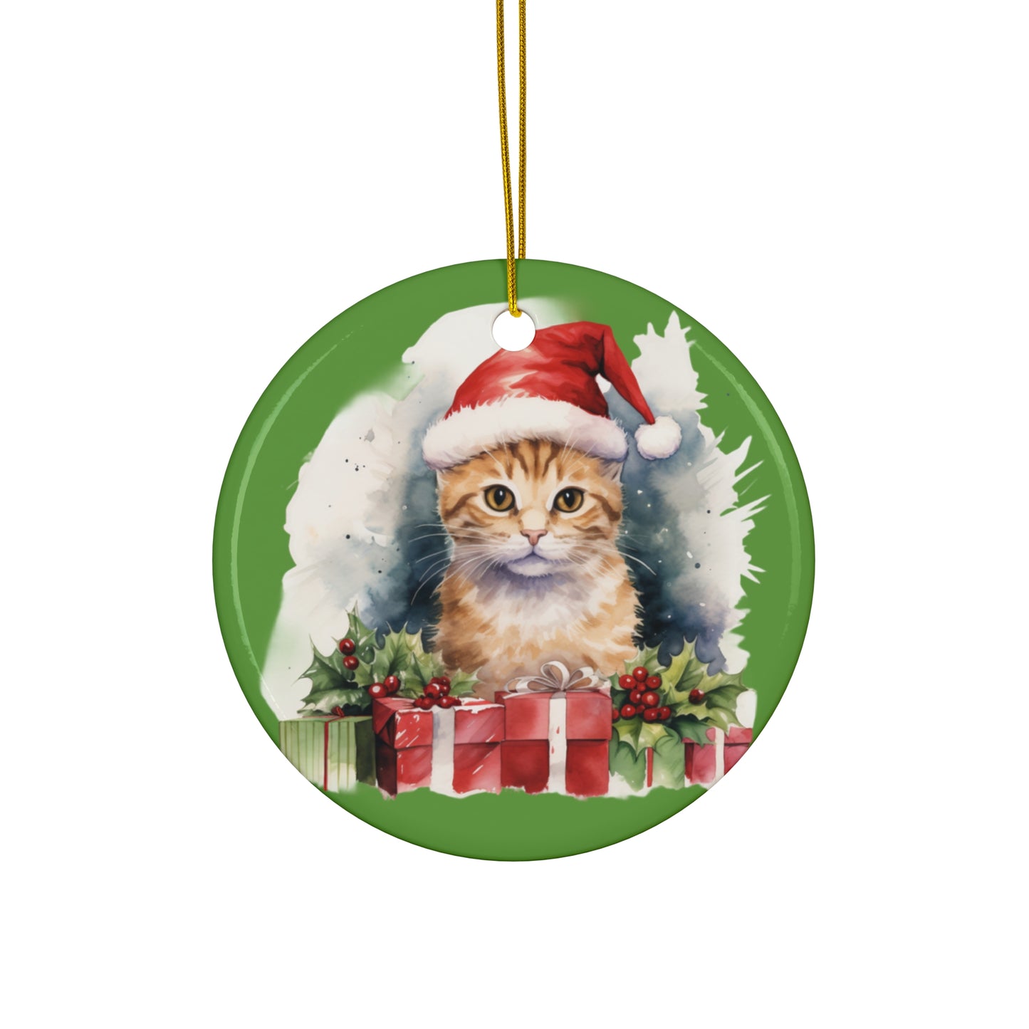 Ceramic Ornament - Christmas Cat      Item #9523123