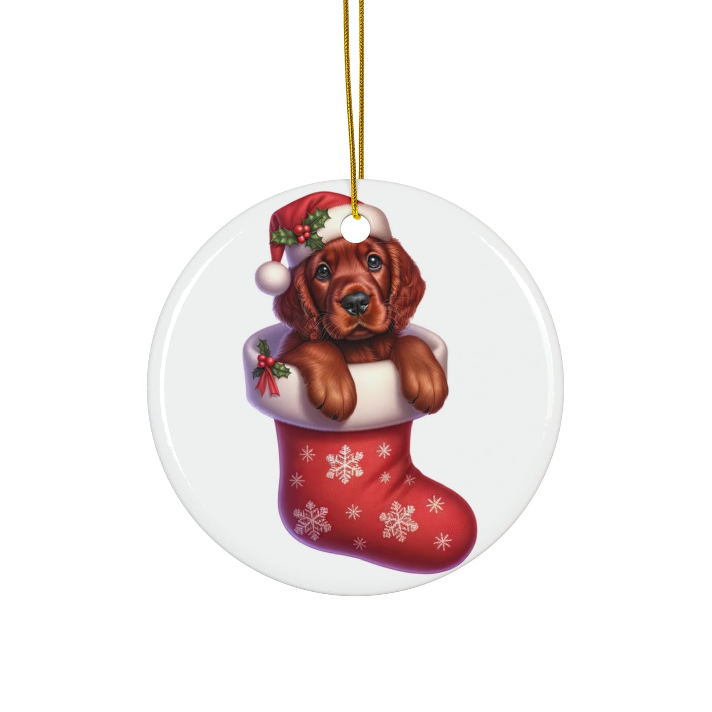 Ceramic Ornament - Irish Setter Christmas Stocking     Item #2105719